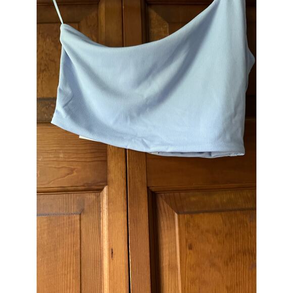 NWT Naked Wardrobe Women's One Shoulder Crop Top Periwinkle Light Blue Size M - Picture 6 of 8